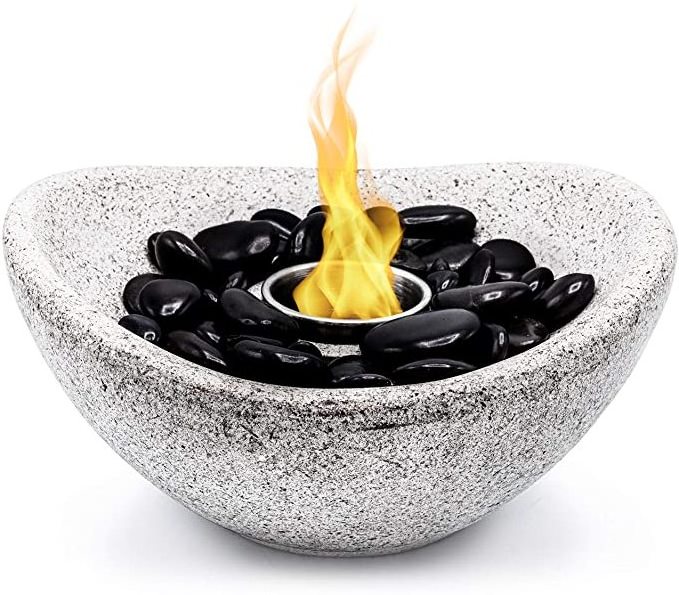 Mini Indoor TableTop Fire Pit Bowl, Alcohol Fueled Concrete Firepit, Tabletop Fireplace, Portable Fire Bowls