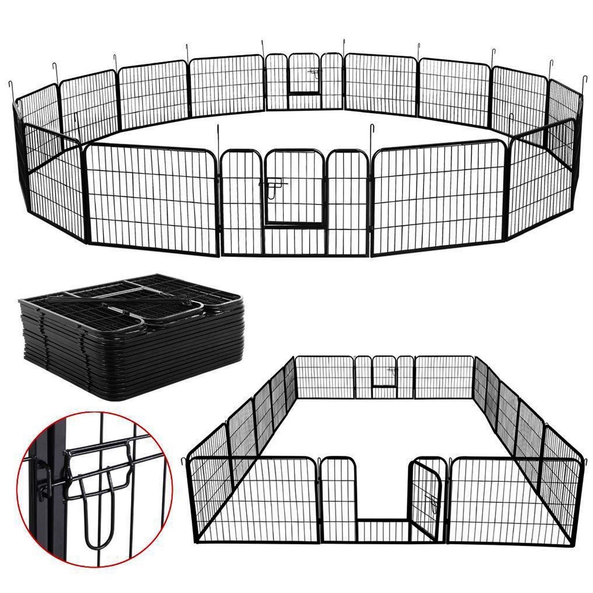 Exercise Pen Gate Fence Foldable Dog Crate 8 Panels 24 Inch Kennels Pen Playpen for Pet Animals Outdoor Indoor