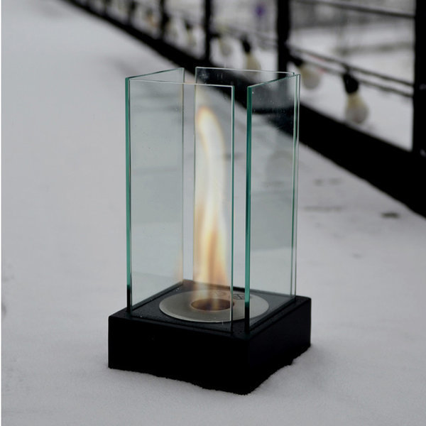 Ethanol Ventless Fireplace for Indoor Patio Party Garden Metal Glass Square Tabletop Bio Ethanol Fireplace