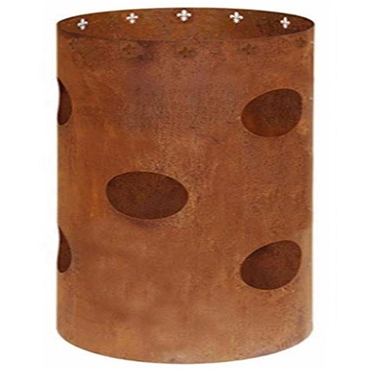 Outdoor Garden Backyard Patio Weathering Corten Steel Laser Cut Wood Charcoal Burning Fire Pit