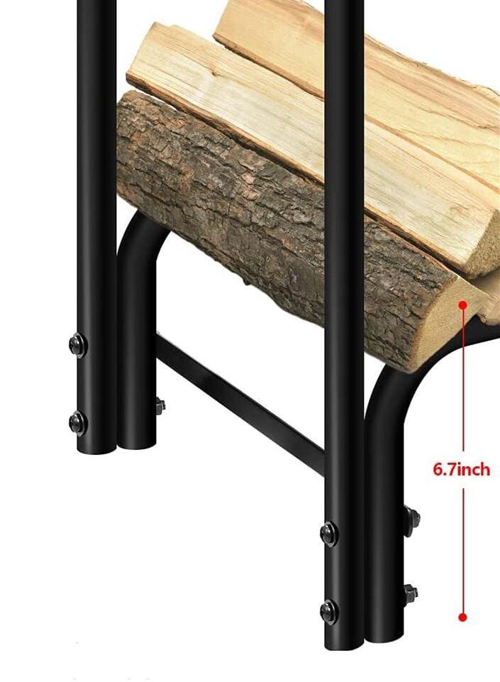 4ft Outdoor Patio Deck Metal Kindling Wood Storage Stacker Indoor Fireplace Log Rack Firewood Holder