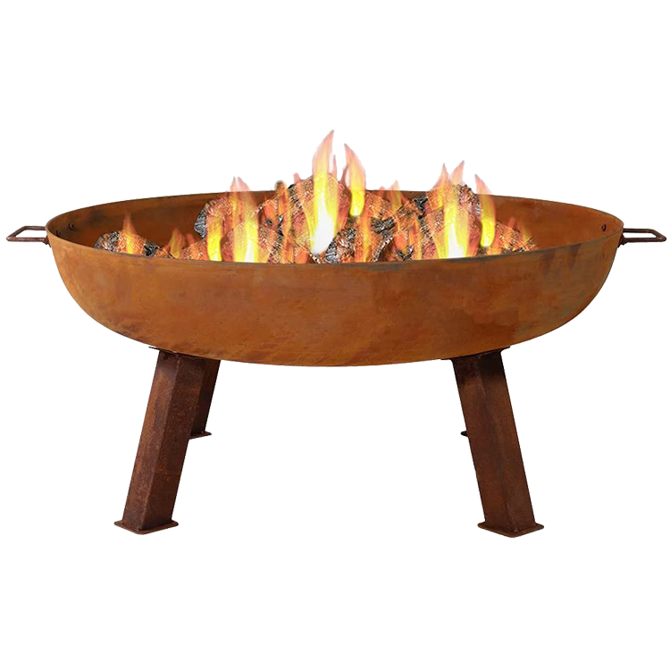 Camping patio picnic portable Weathering Cor-Ten Corten Steel Squared outdoor BBQ grill table Garden wooden burner Fire Pit