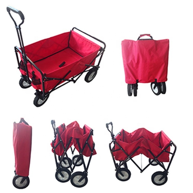 Collapsible Outdoor Utility Wagon Stroller Folding Garden Beach Cart with Table