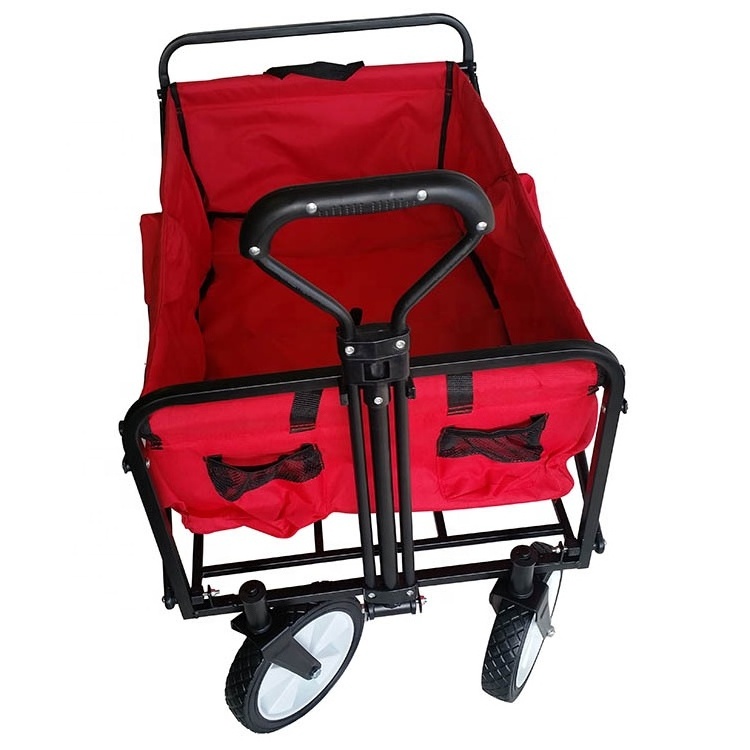 Collapsible Outdoor Utility Wagon Stroller Folding Garden Beach Cart with Table