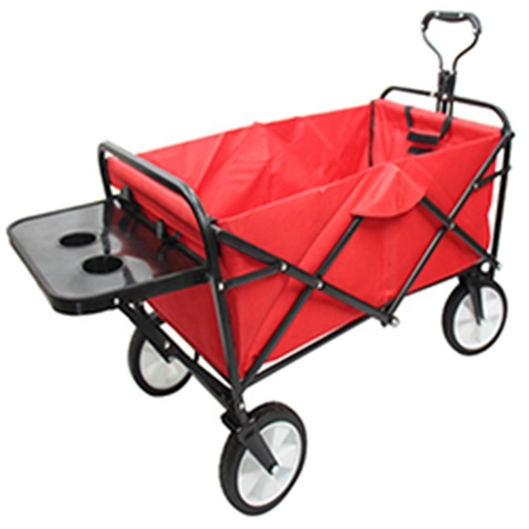 Collapsible Outdoor Utility Wagon Stroller Folding Garden Beach Cart with Table