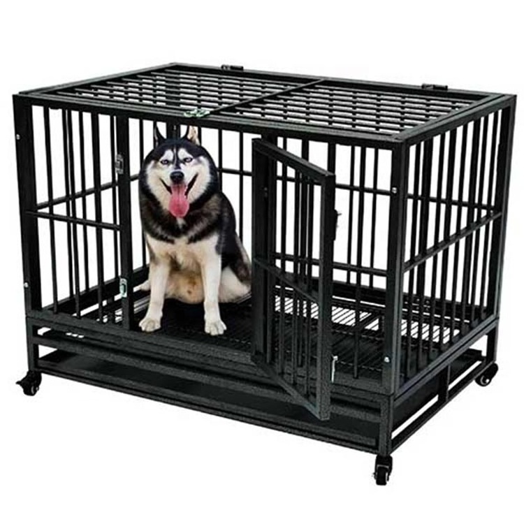 heavy duty 4 wheels Strong metal movable dog cage pet dog houses