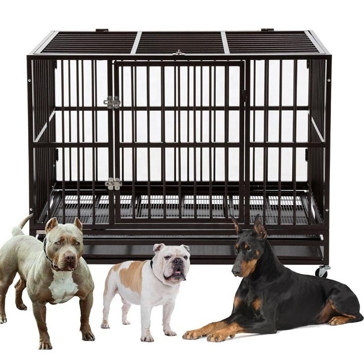 heavy duty 4 wheels Strong metal movable dog cage pet dog houses