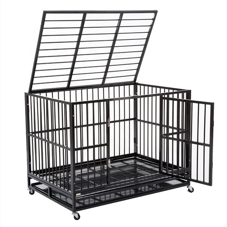 heavy duty 4 wheels Strong metal movable dog cage pet dog houses