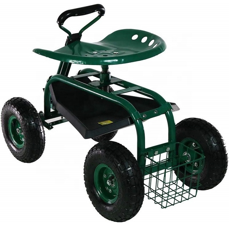 Garden Swivel cart Ergonomically spacious wheeled rolling work seat scooter with handle with wheels