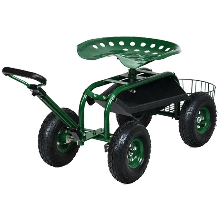 Garden Swivel cart Ergonomically spacious wheeled rolling work seat scooter with handle with wheels