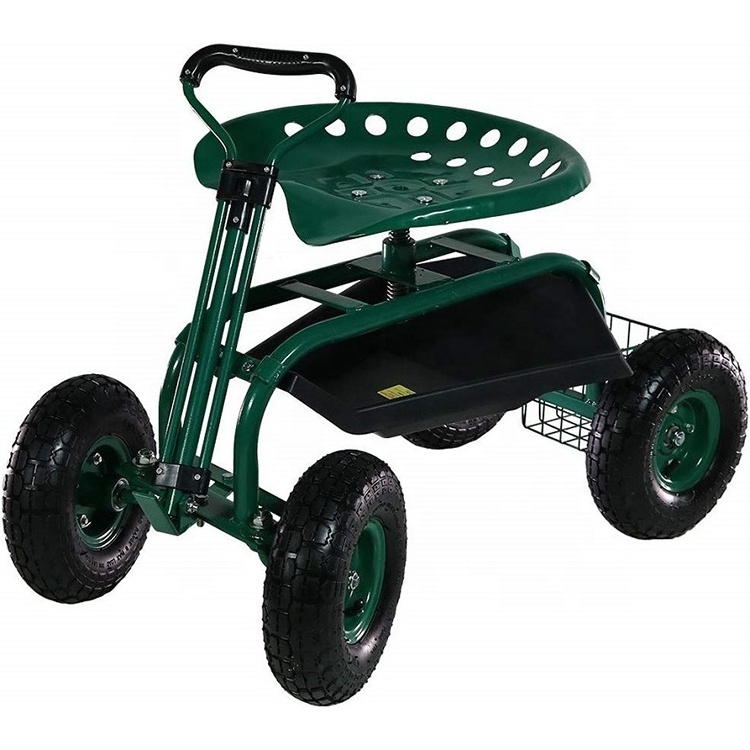 Garden Swivel cart Ergonomically spacious wheeled rolling work seat scooter with handle with wheels