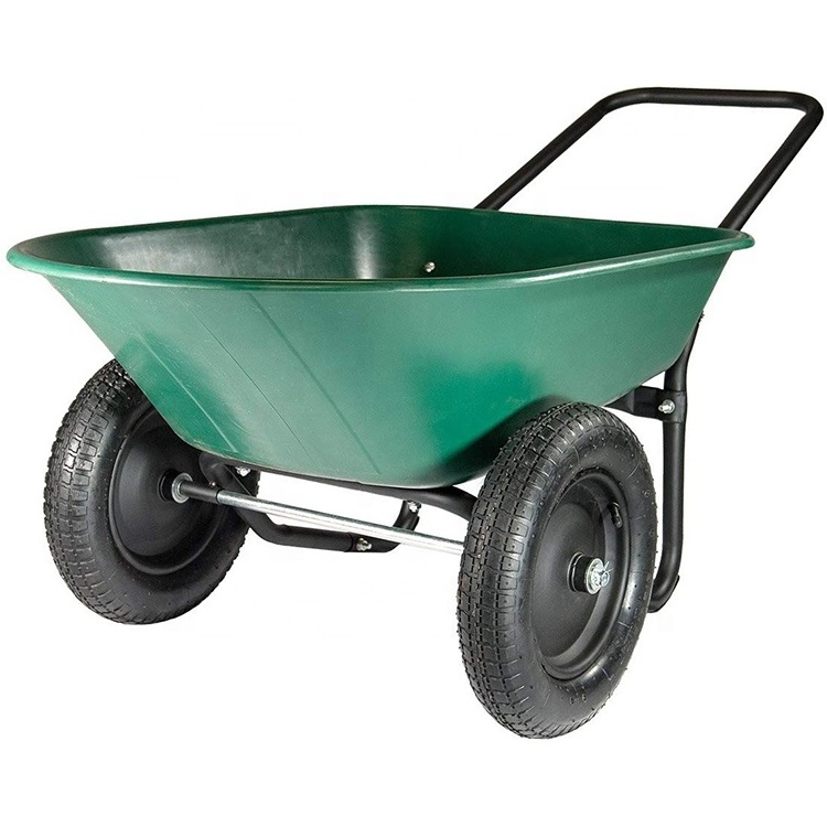 Heavy Duty 330lbs Home Utility outdoor construction Yard Wheelbarrow Dual-Wheel Garden Cart