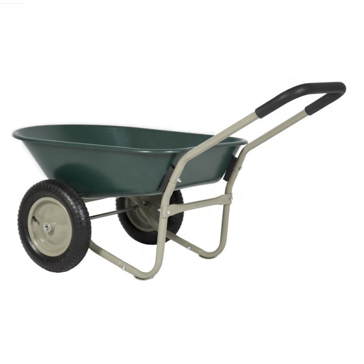 Heavy Duty 330lbs Home Utility outdoor construction Yard Wheelbarrow Dual-Wheel Garden Cart