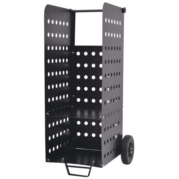 Outdoor Indoor Steel Rolling Firewood Rack Log Carrier Mover Transport Storage Cart with 2 Wheels