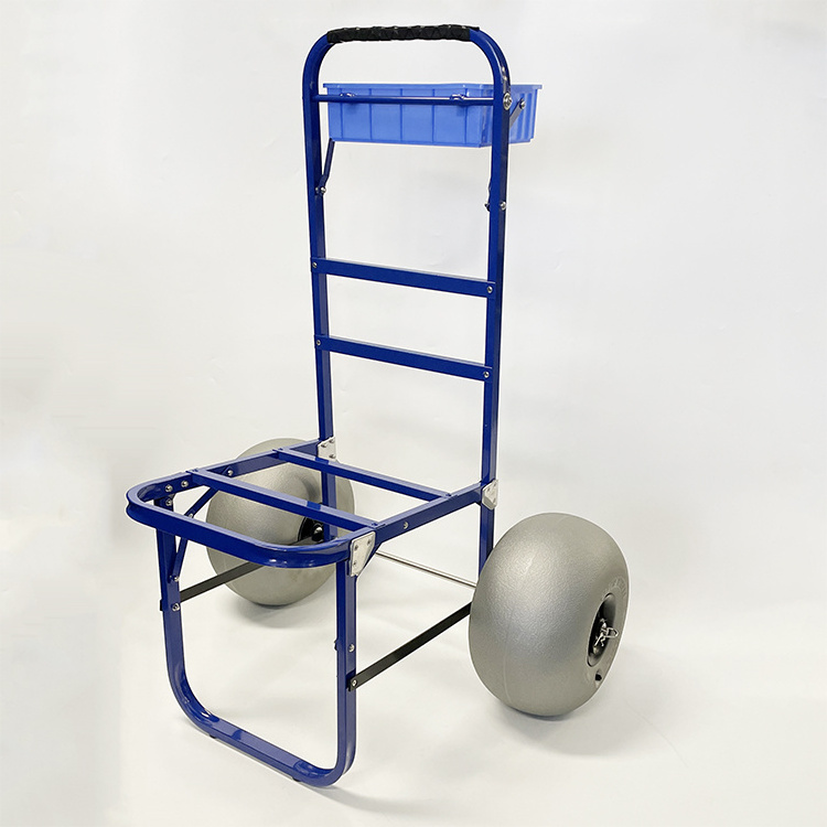 New Outdoor Casting Cart Aluminum Fishing Beach Hand Trolley Cart Foldable with Balloon Wheels