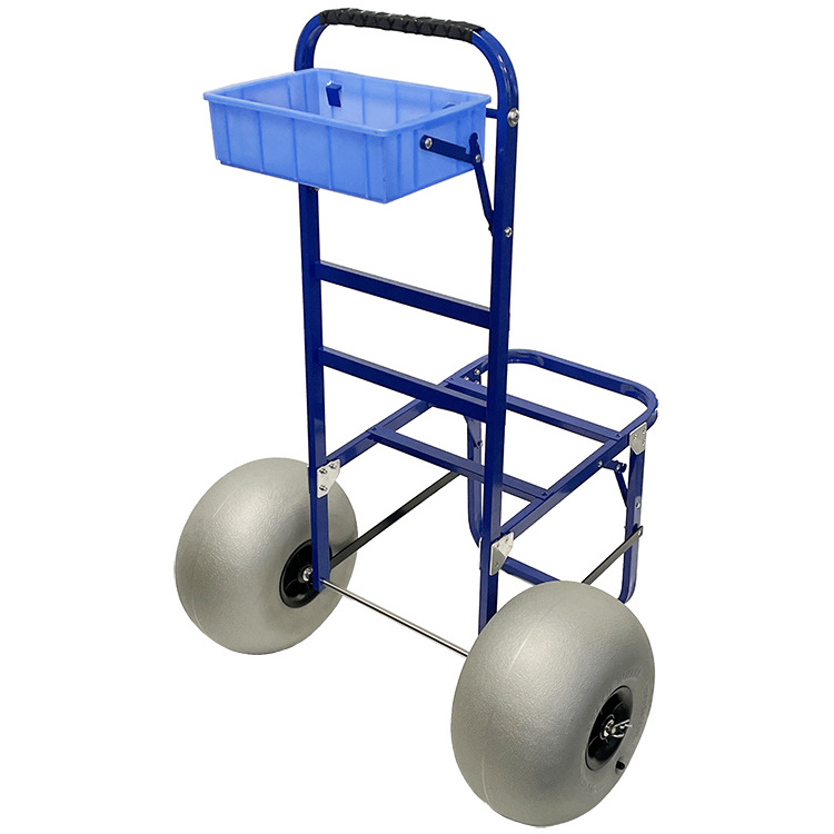 New Outdoor Casting Cart Aluminum Fishing Beach Hand Trolley Cart Foldable with Balloon Wheels