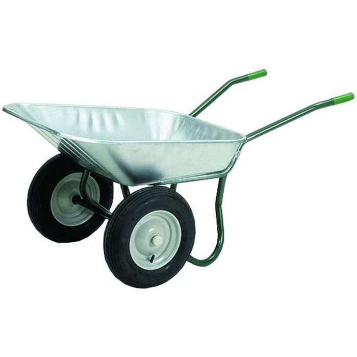 Hot Sale Top Quality Double Wheels Garden Construction Industrial Steel Tray Wheelbarrow