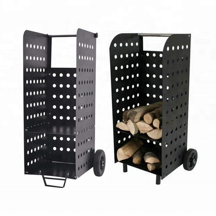 Outdoor Firewood Rack Firewood Log Carrier Wood Log Storage Outdoor Rolling Cart