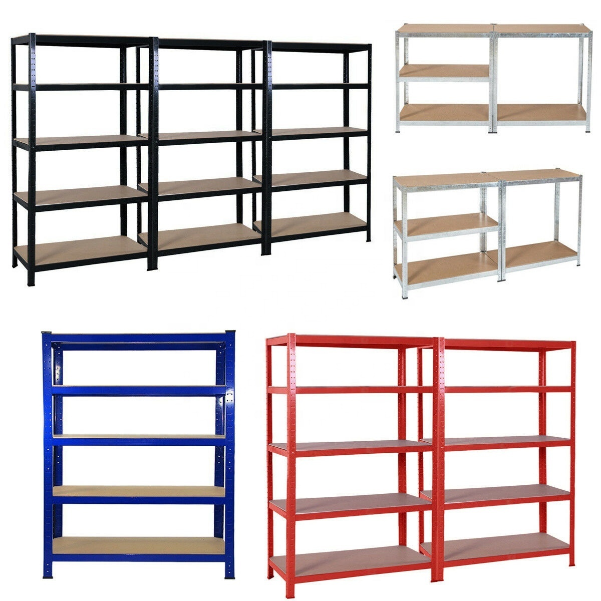 5 Tiers Light Duty Adjustable Garage Kitchen Workshop Boltless Stacking Rack Shelving