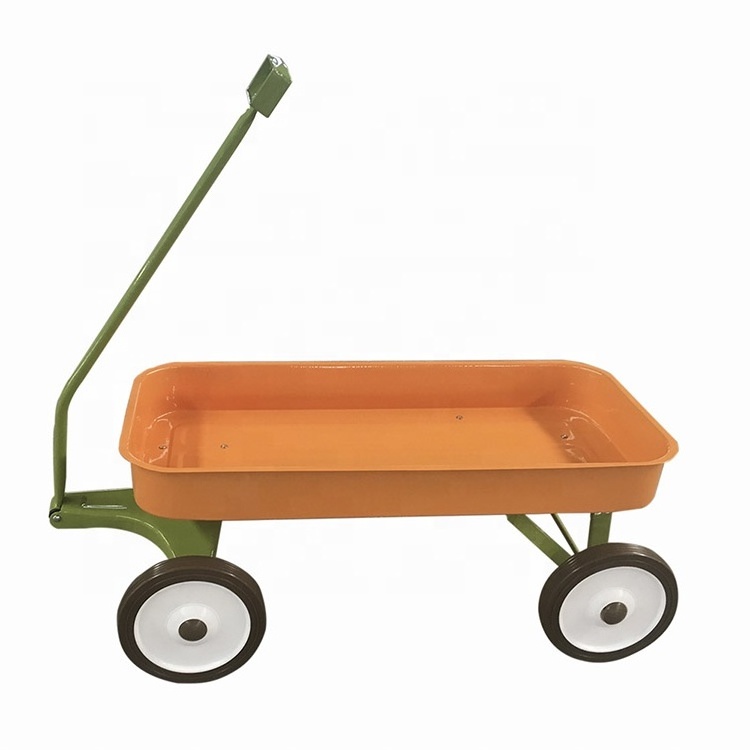 Kids Garden Metal Wagon tool Trolley roller wheels Cart