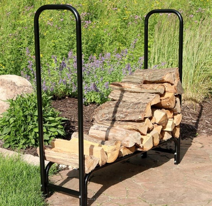 Heavy Duty Outdoor Indoor Fireplace Wood Pile Steel Holder Firewood Stacker Log Rack