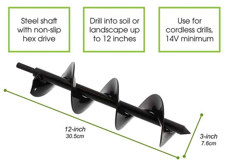 Auger Drill Bit for Planting Easy Planter Garden Auger Bulb Bedding Plant Augers Post Hole Digger