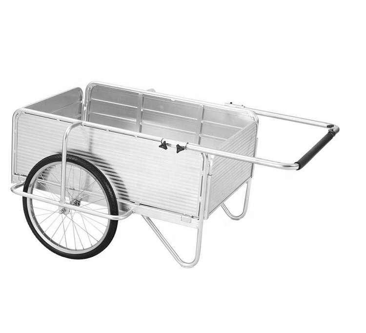 Utility Aluminum Folding Garden Cart With 2  Wheels Yard Trailer For Garden