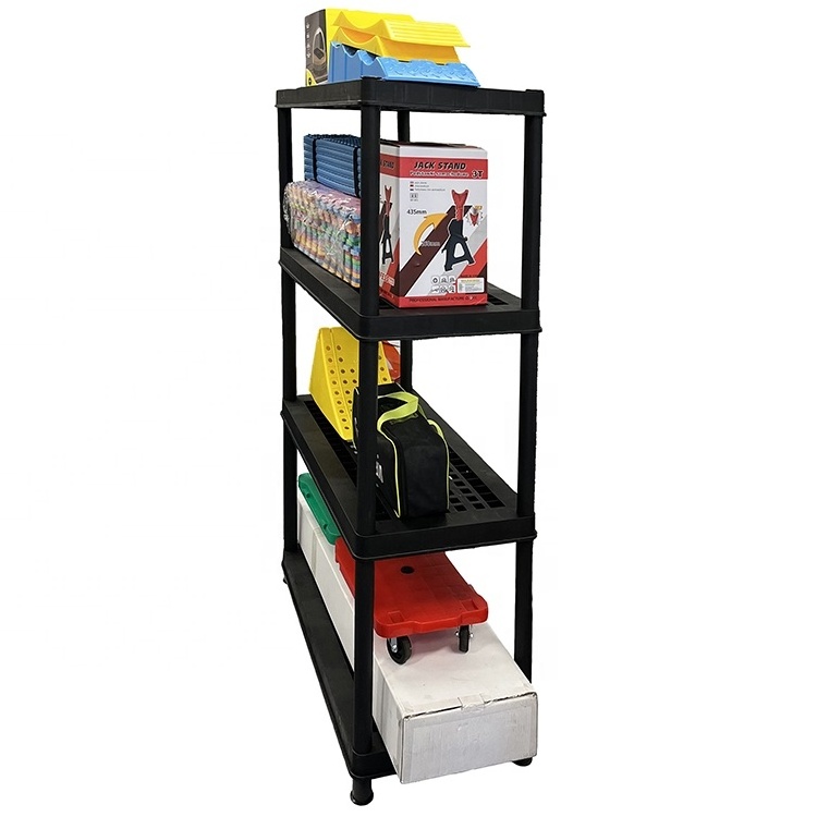 750Lbs Capacity 5 Tier Black Plastic Garage Shelving Unit Display Kitchen Plastic Interlocking Storage Shelves Rack