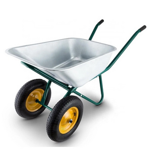 Hot Sale Top Quality Double Wheels Garden Construction Industrial Steel Tray Wheelbarrow