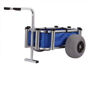 Aluminum Beach Fishing Cart Fish Trolley Marine Carts with Balloon Tires Large Capacity Wagon-Rod Holders & Trolley