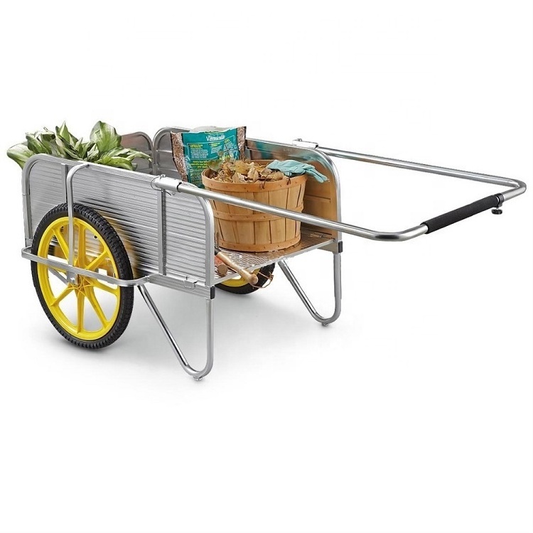 Utility Aluminum Folding Garden Cart With 2  Wheels Yard Trailer For Garden