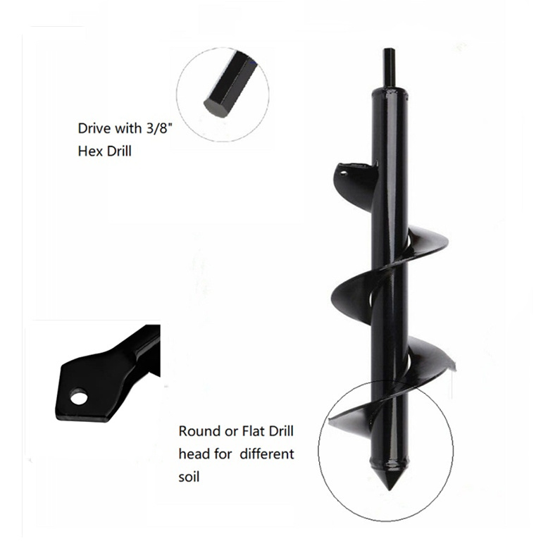 Auger Drill Bit for Planting Easy Planter Garden Auger Bulb Bedding Plant Augers Post Hole Digger