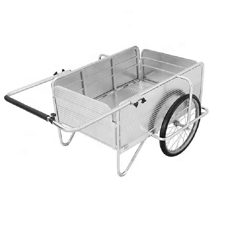 Utility Aluminum Folding Garden Cart With 2  Wheels Yard Trailer For Garden