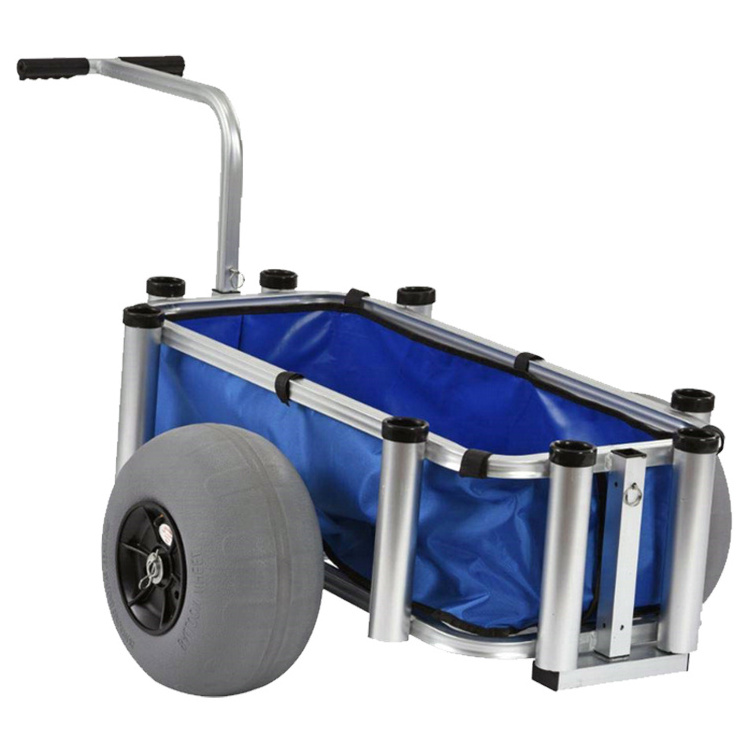 Aluminum 2 Balloon Wheels Beach Cart Camping Fishing Rod Trolley.