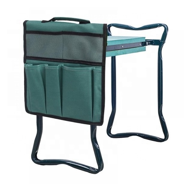 Portable Folding Foldable Yard Outdoor Garden Steel EVA 2 in 1 Kneeling Pad Tool Pouch Seat Stool Stooler Kneeler