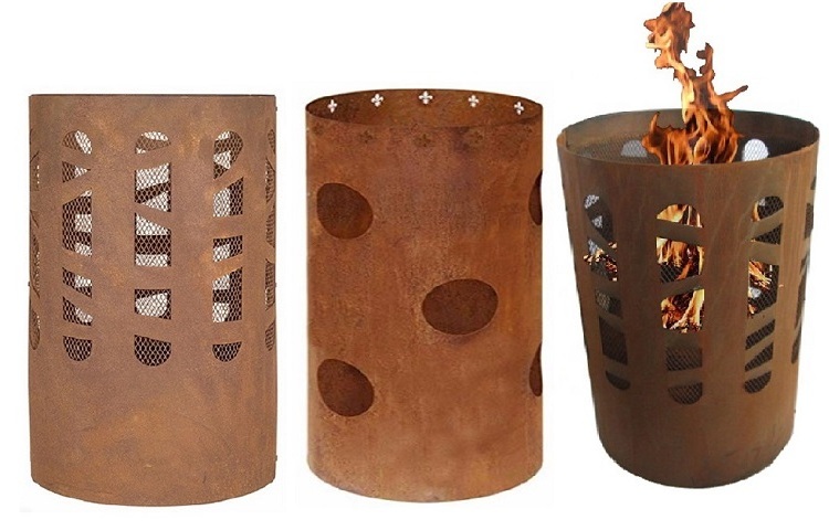 Outdoor Garden Backyard Patio Weathering Corten Steel Laser Cut Wood Charcoal Burning Fire Pit