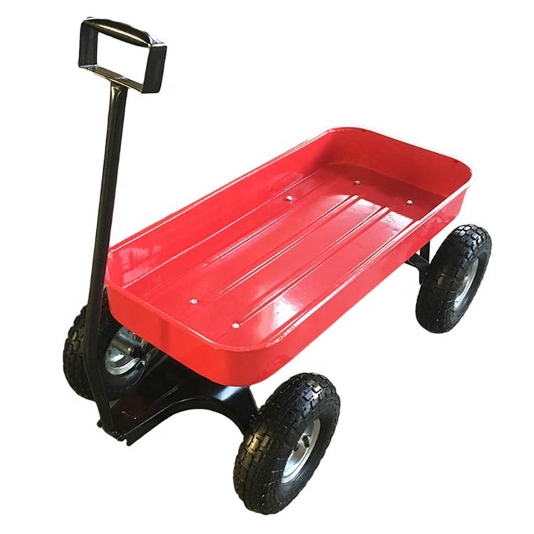 Kids Garden Metal Wagon tool Trolley roller wheels Cart