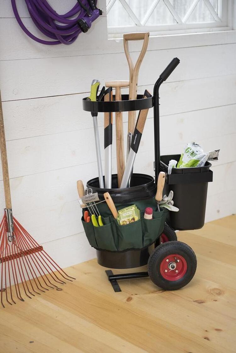 Easy Rolling Mobile Garden Tool Caddy Storage Transport Bucket  Cart Trolley With Oxford Fabric Bag