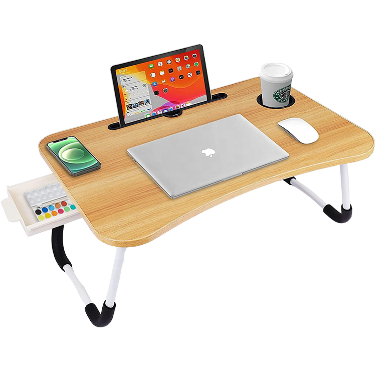 Portable Foldable Tray Bed Stand Laptop Table Lap Desk with Tablet Stand and Cup Holder