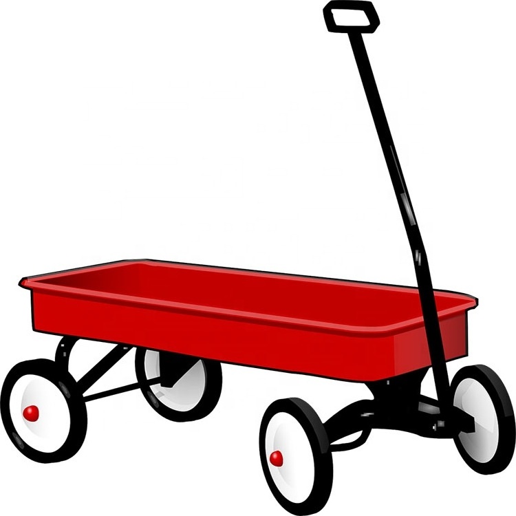 Kids Garden Metal Wagon tool Trolley roller wheels Cart