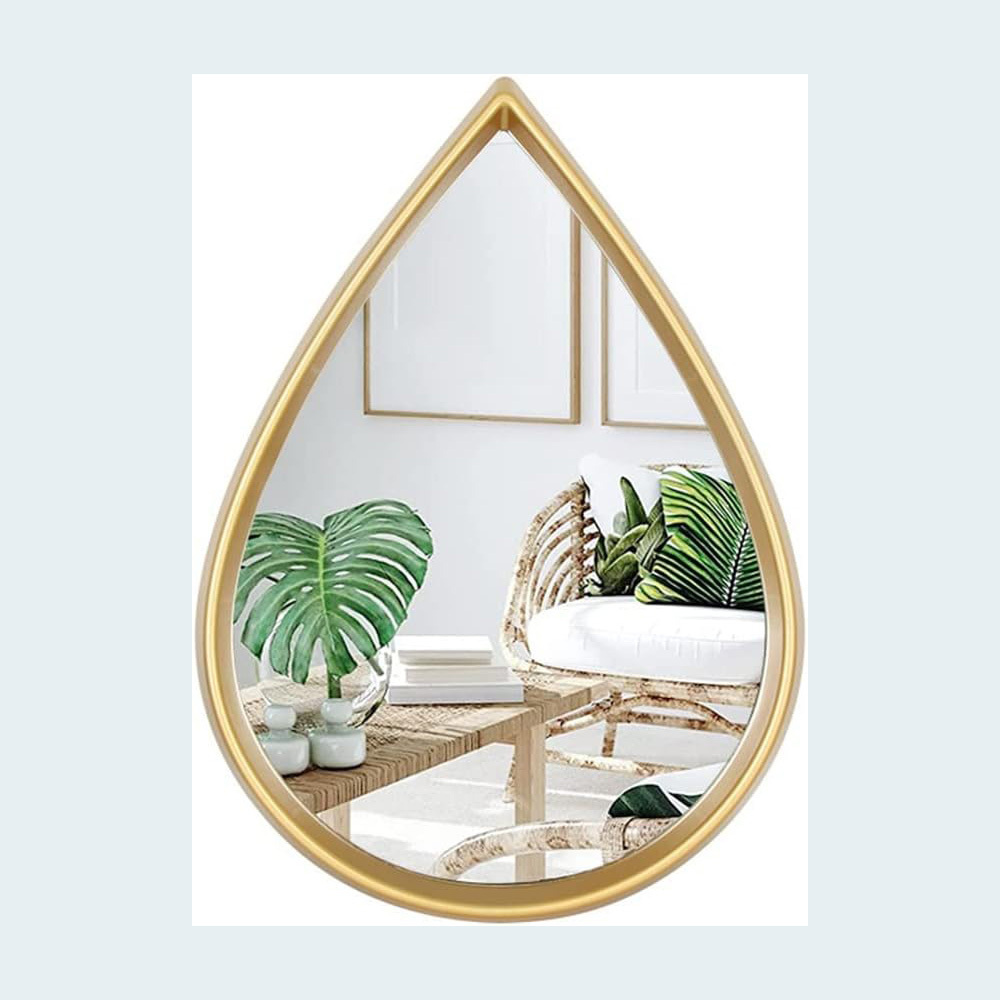 Gold Decor Modern Design Water Tear Drop Mirror Large Drop Water Shape Ins Style Wall Mounted Dressing Mirror