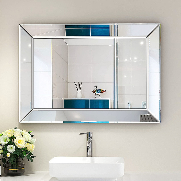 Factory Wholesale Rectangle Beveled Edge Mirror for Bathroom Decoration Wall Mounted Mirror