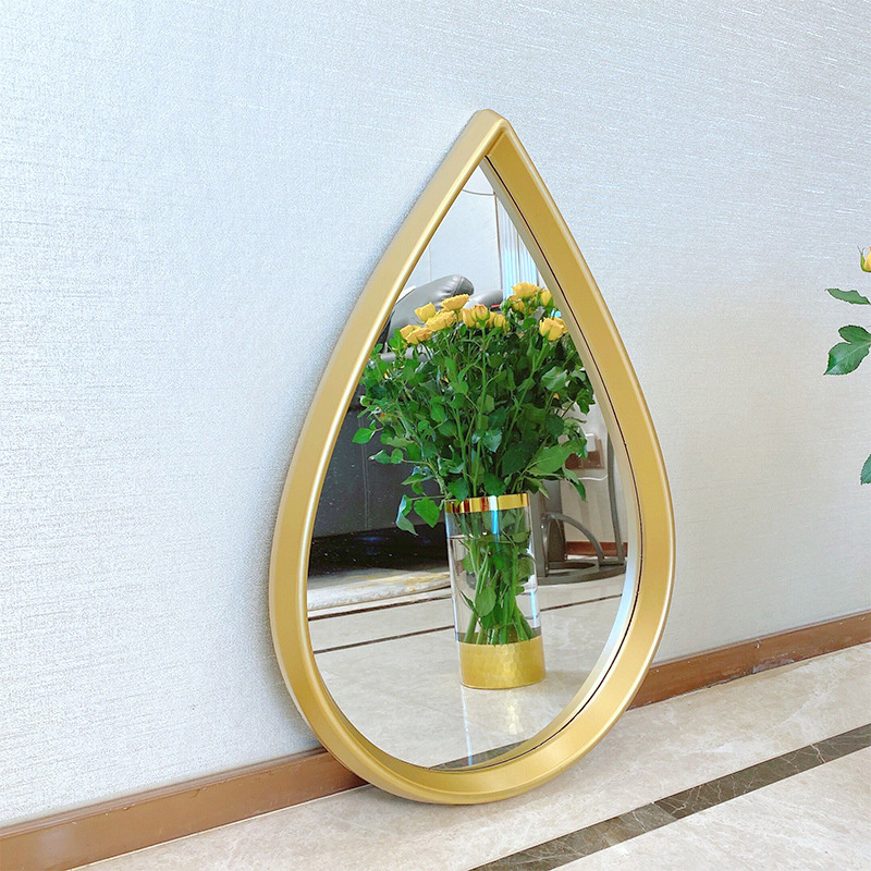 Gold Decor Modern Design Water Tear Drop Mirror Large Drop Water Shape Ins Style Wall Mounted Dressing Mirror