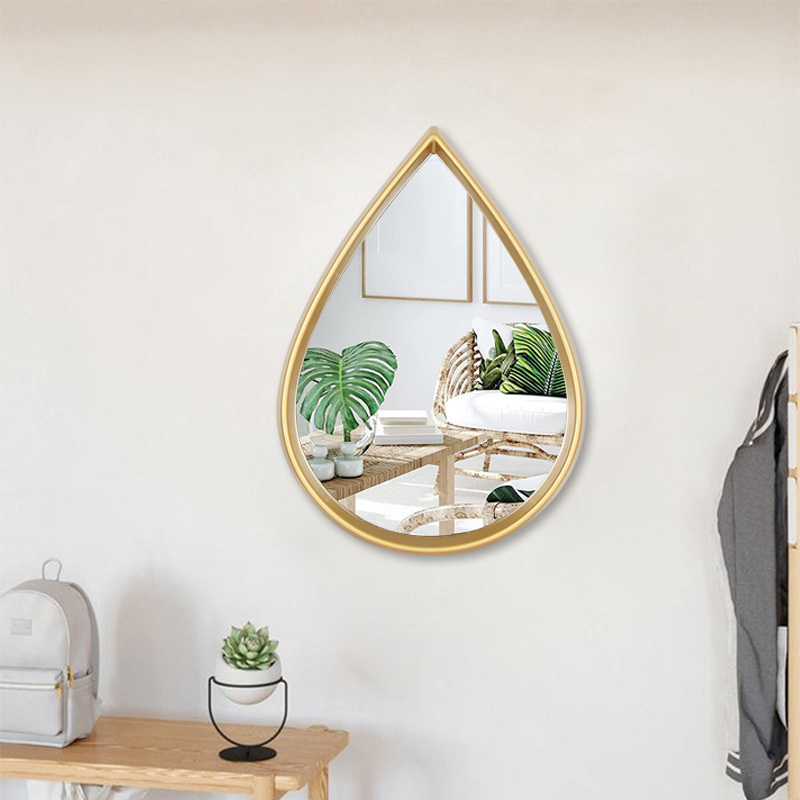 Gold Decor Modern Design Water Tear Drop Mirror Large Drop Water Shape Ins Style Wall Mounted Dressing Mirror