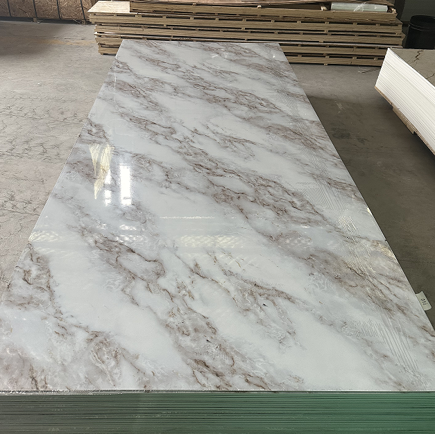 Formaldehyde-free 4x8 ft PVC UV Marble Sheet Wall Panel Marble Alternative Panel 3mm PVC UV Sheet