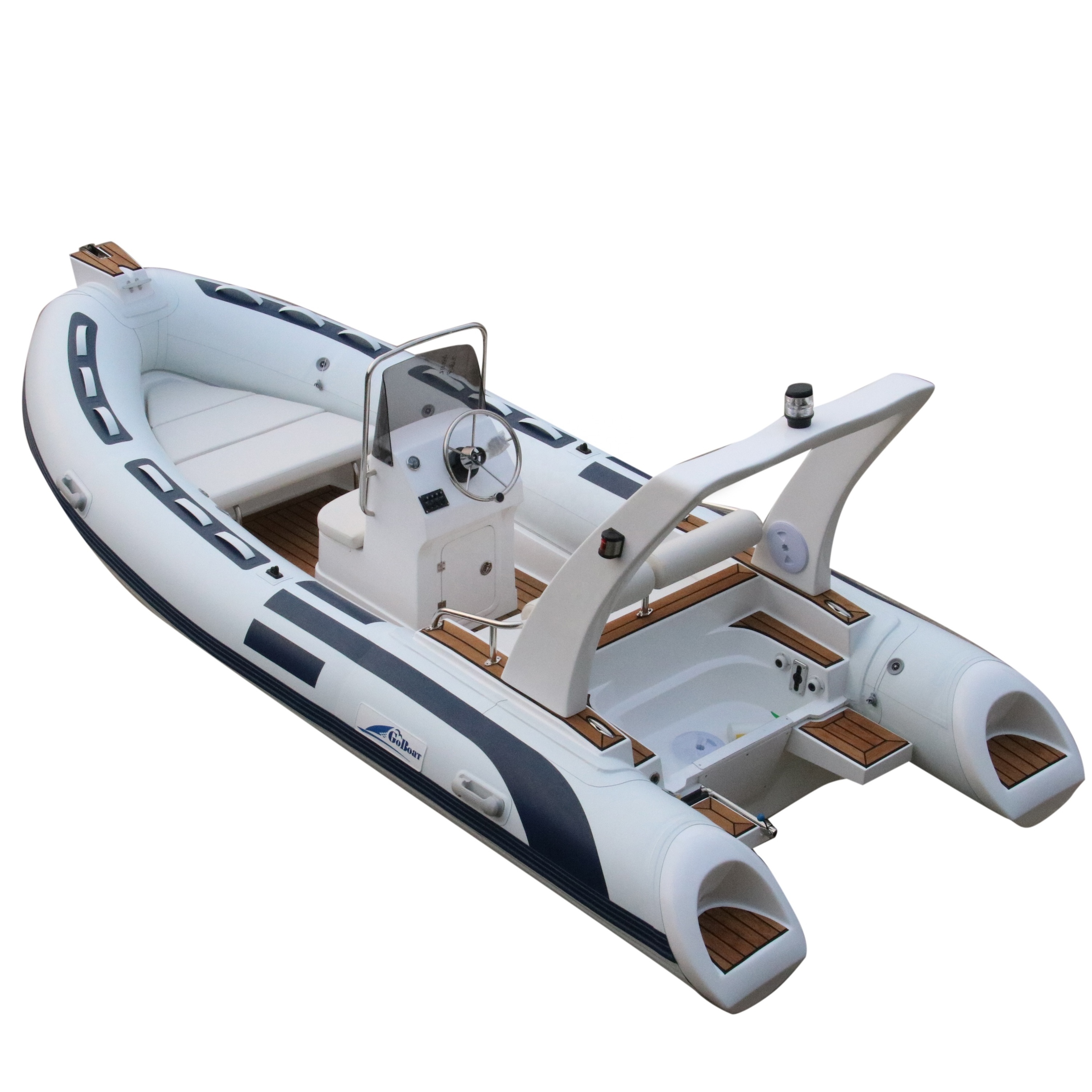 Goboat RIB480 4.8m 16Ft Motor Sailing Fiberglass Hull Inflatable Sailing Rowing Cabin Boat Fishing Boat For Sale RIB480