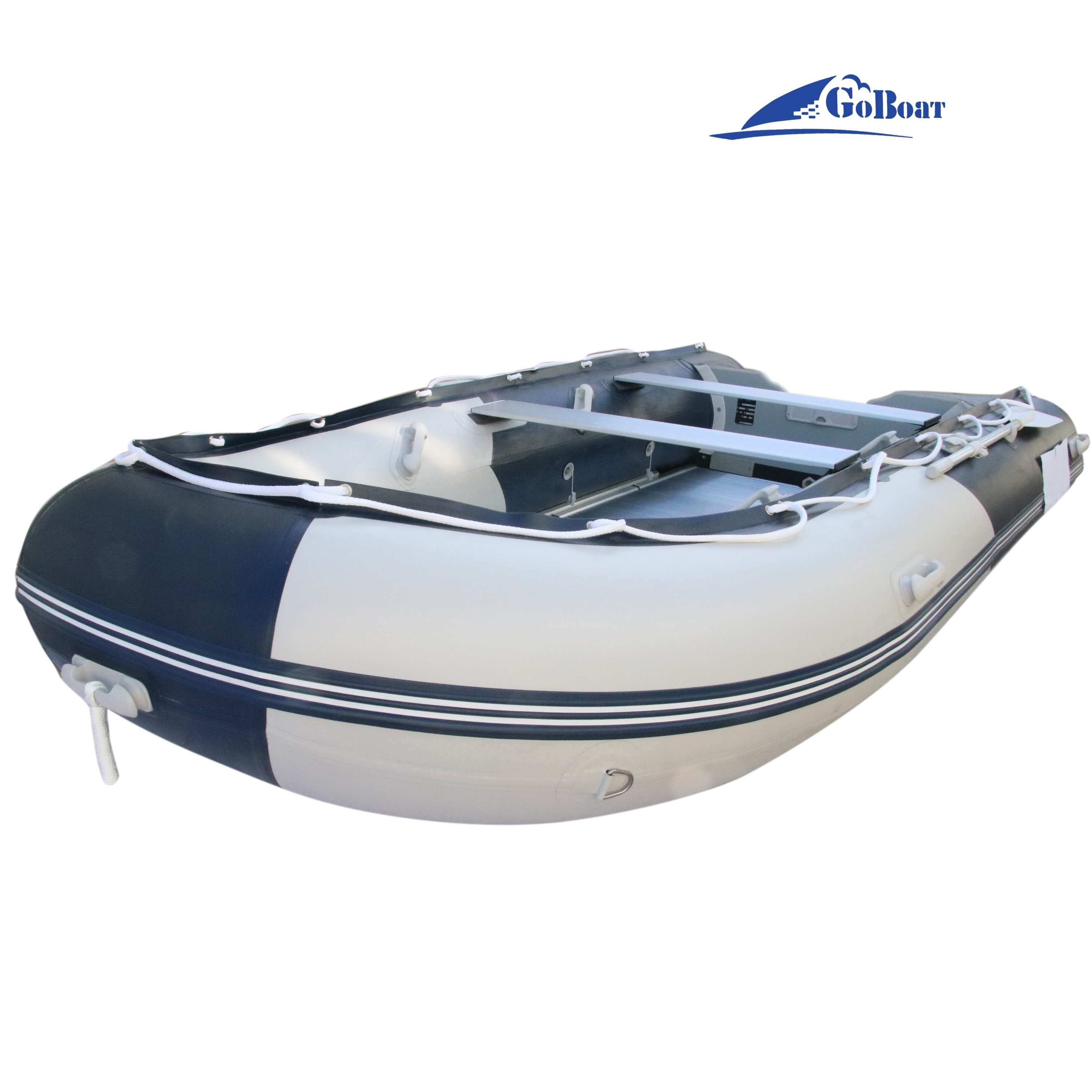 Goethe 14ft GTS430 China Hot Sale Rigid Hull Hypalon Inflatable Fiberglass  Boat With Outboard Motor Kayak