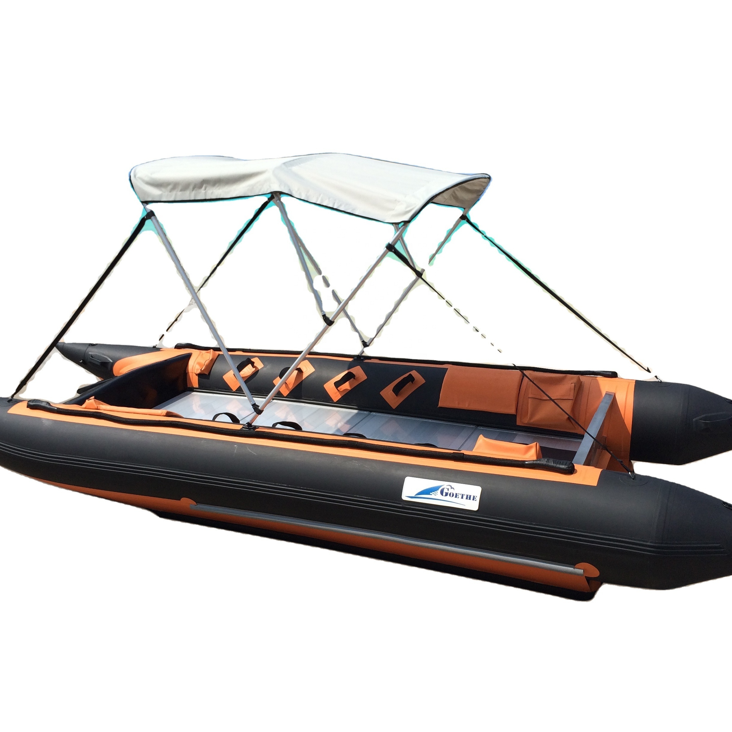 Goethe 15.7ft 480cm GTG480 Small  aluminium catamaran Electric motor pontoon boat with Enclosure Side Curtains for sale