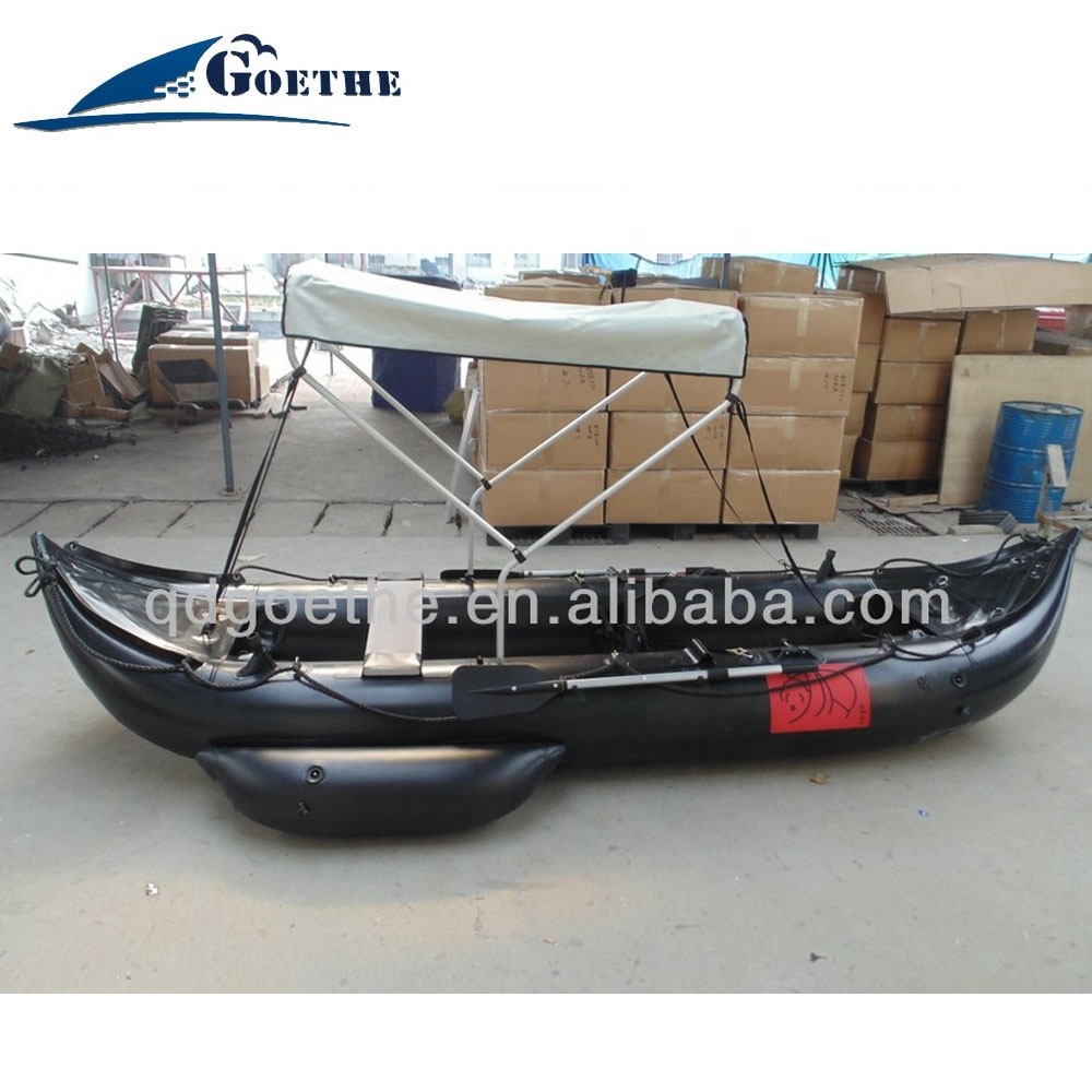 Goethe Goboat GTKA435 14ft Air Mat Inflatable Boat Fishing Canoe Kayak With Optional Canopy