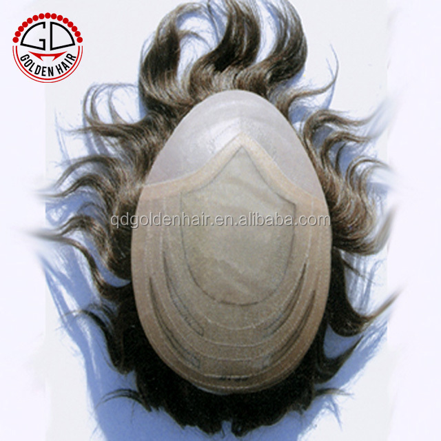 High Quality Indian Virgin Remy Human Hair Toupee Hairpiece For Men